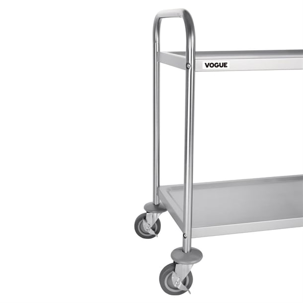 Vogue Stainless Steel 2 Tier Clearing Trolley Small f996