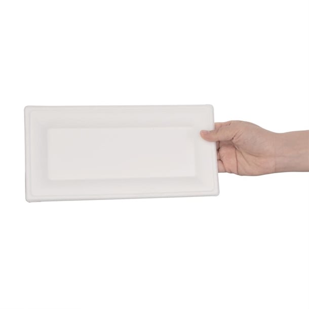 Fiesta Compostable Bagasse Rectangular Plates 258mm (50 Pack) fc539
