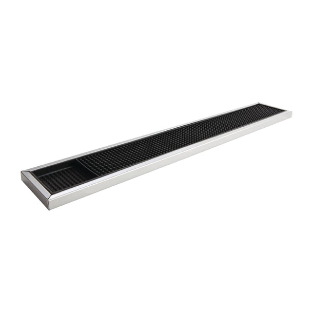 Beaumont Rubber Bar Mat with Stainless Steel Frame 600 x 100mm cn741