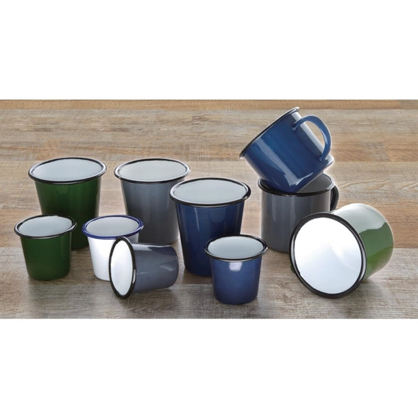 Olympia Enamel Mugs Green 350ml (6 Pack) dc396