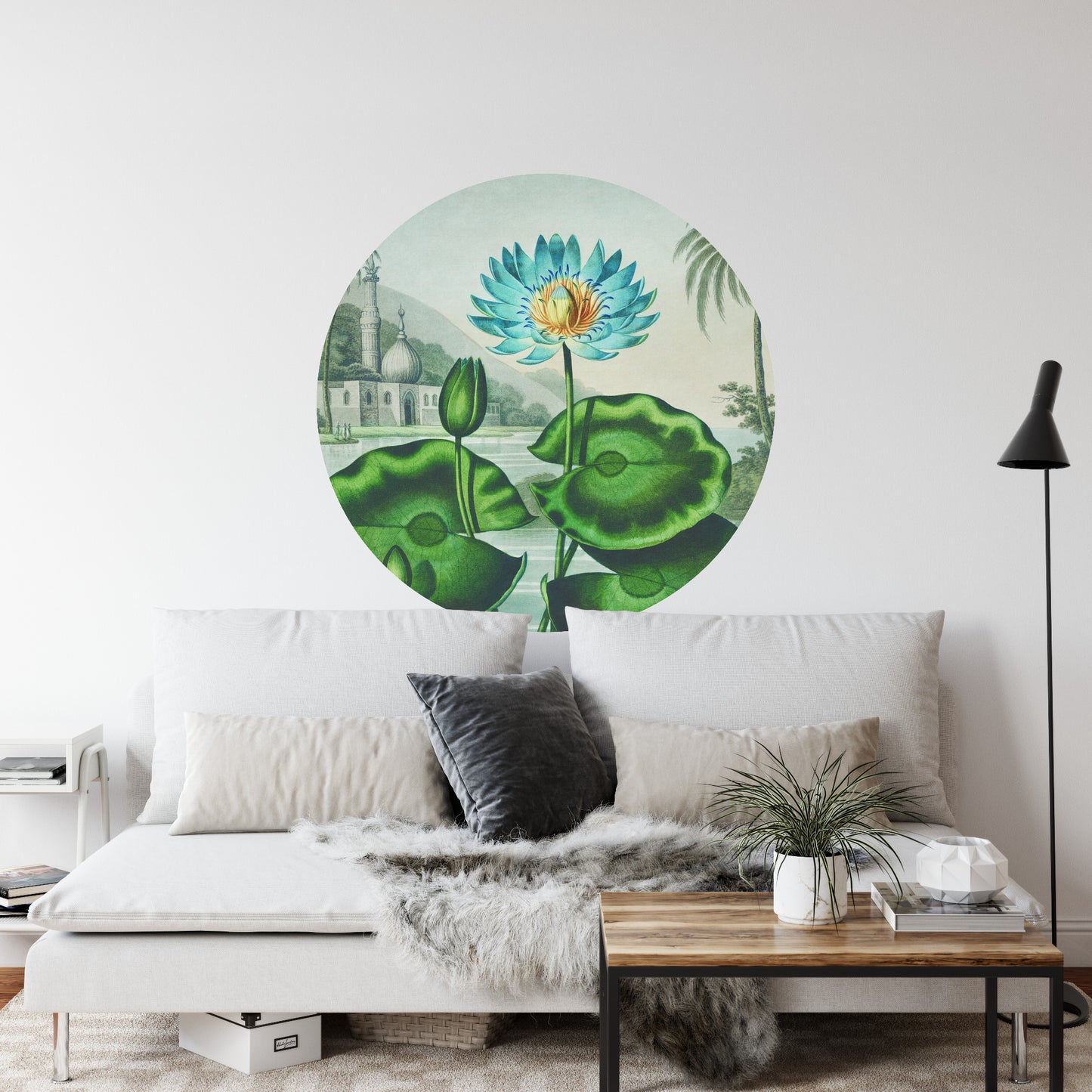 Circular Mural Lotus Azul