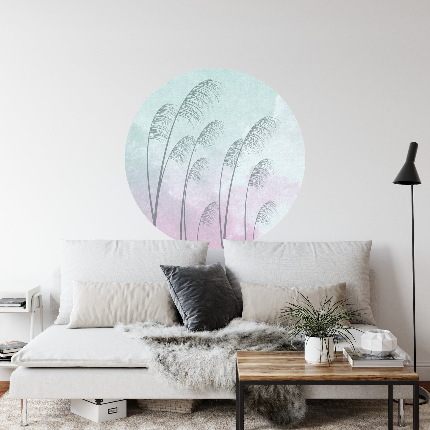 Circular Mural Pampas Clouds
