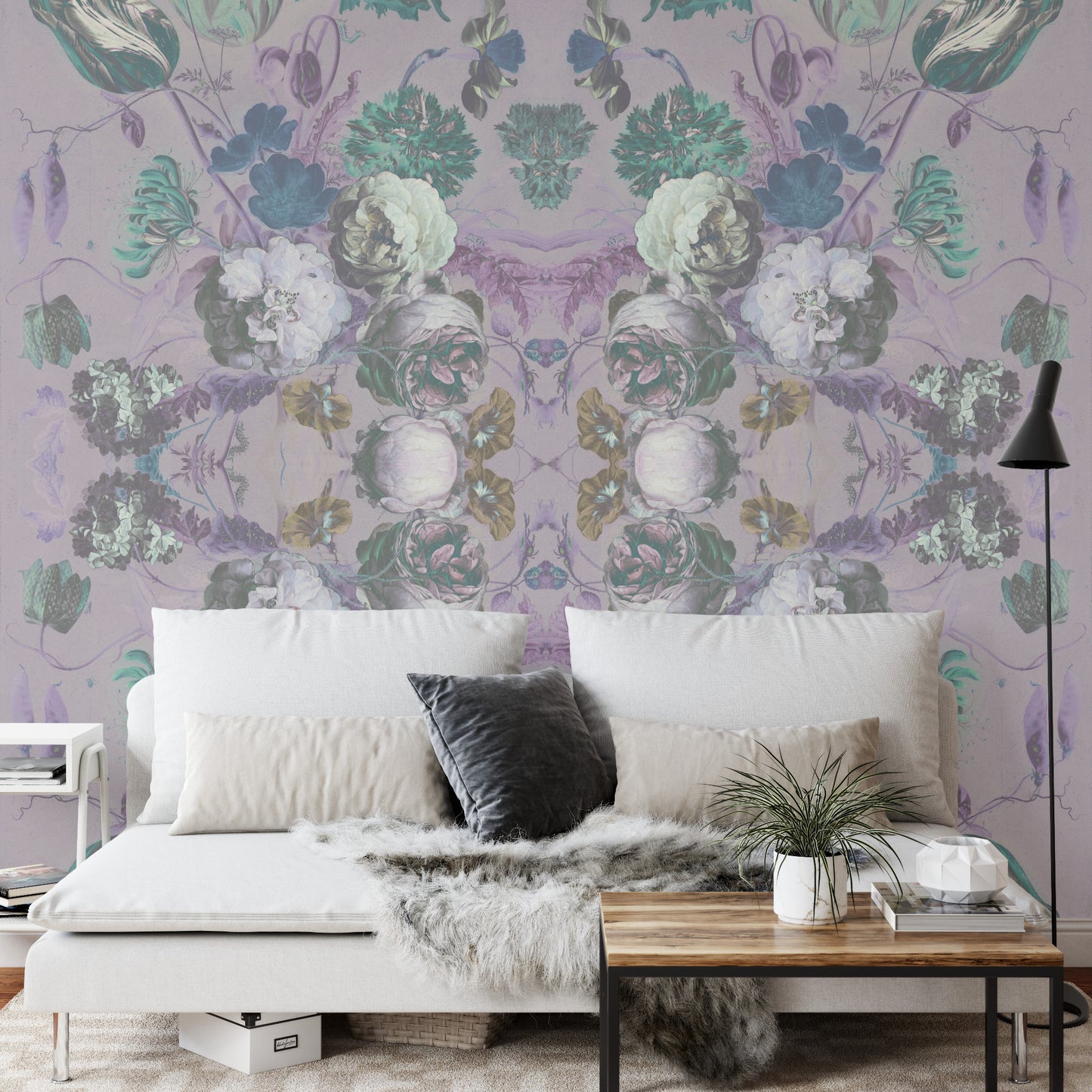 Square Wallmural Kaleidabluma In Negative