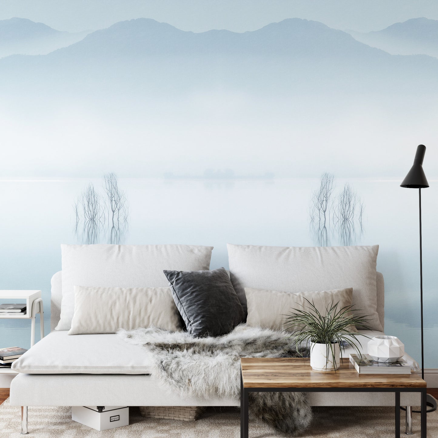 Square Wallmural Blue Silence By Jose Beut
