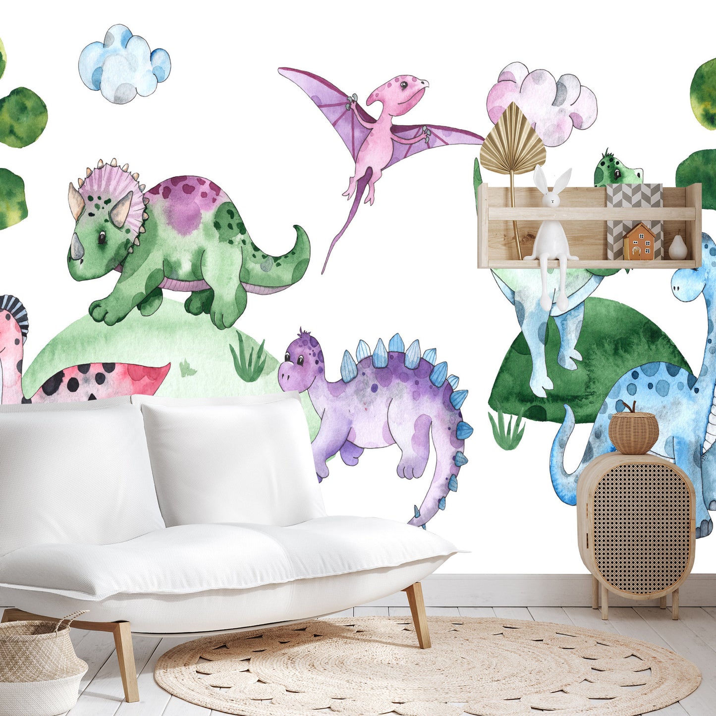 Photomural Pastel Dinosaurs In A Glade