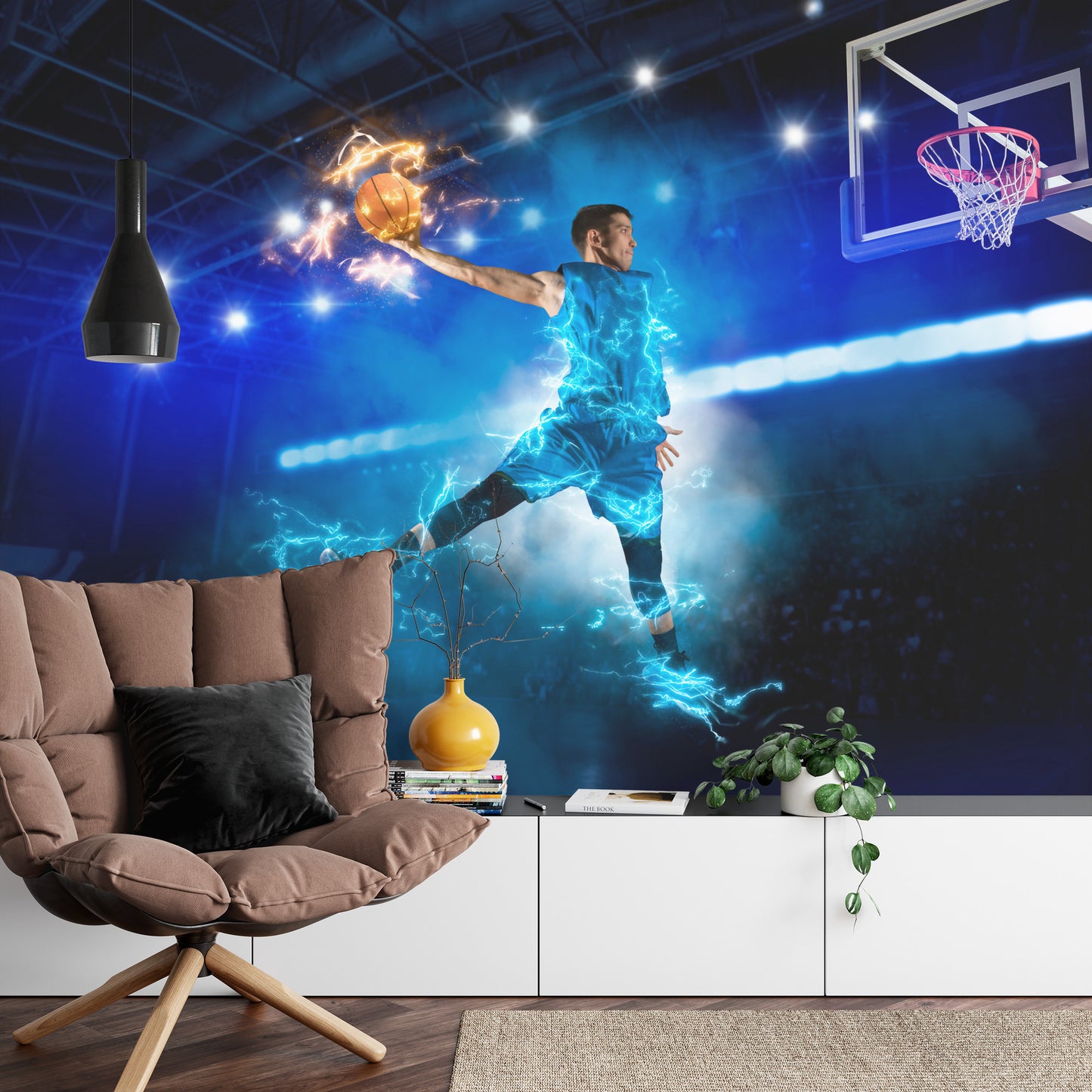 Photomural Burning Basketball Player