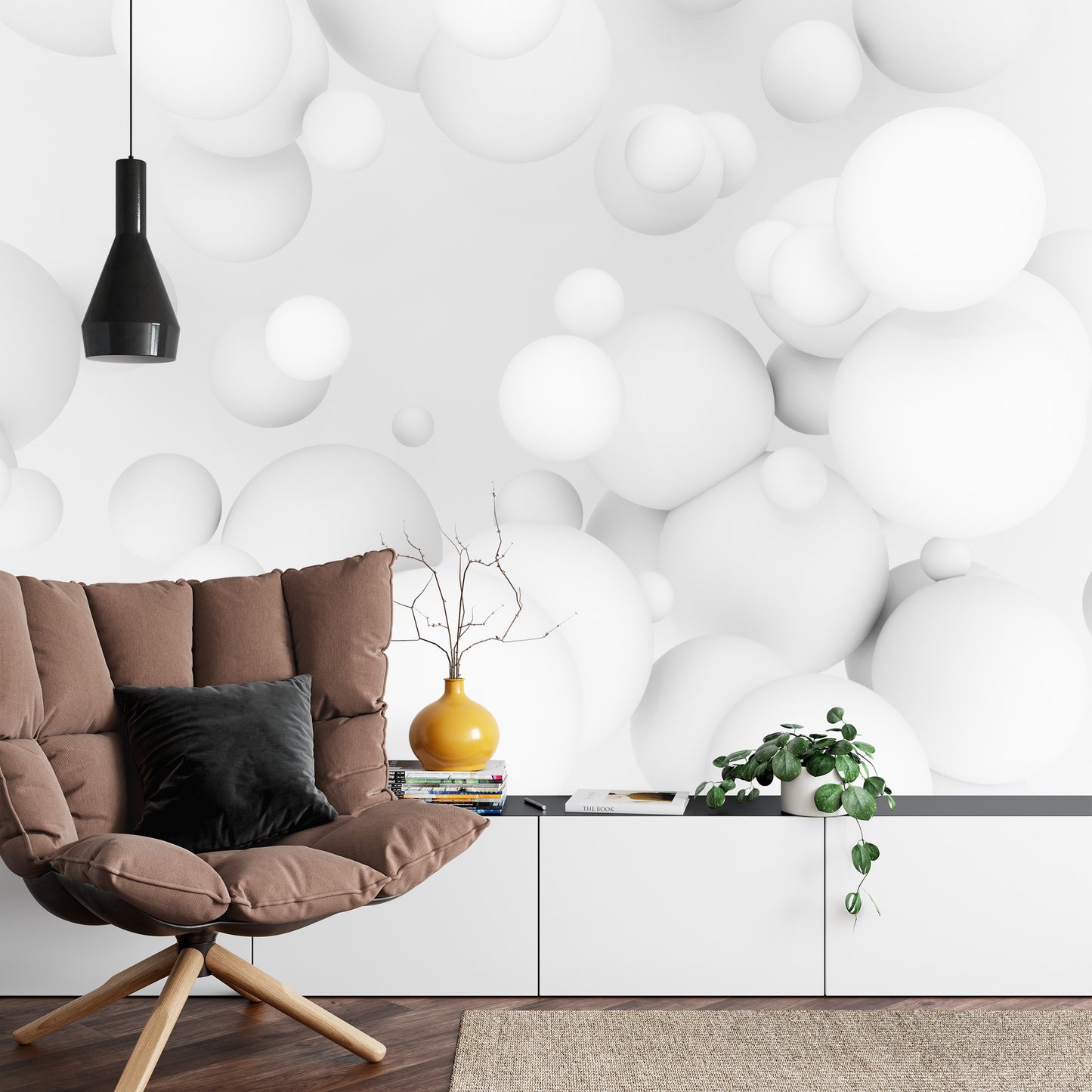 Photomural White Balls 3D