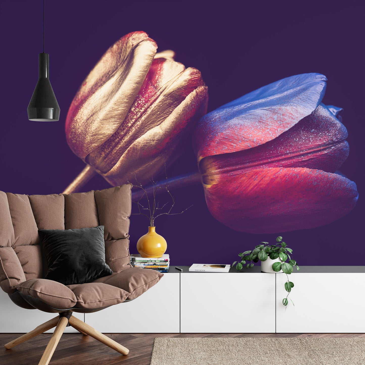 Photomural Tulips With Golden Elements