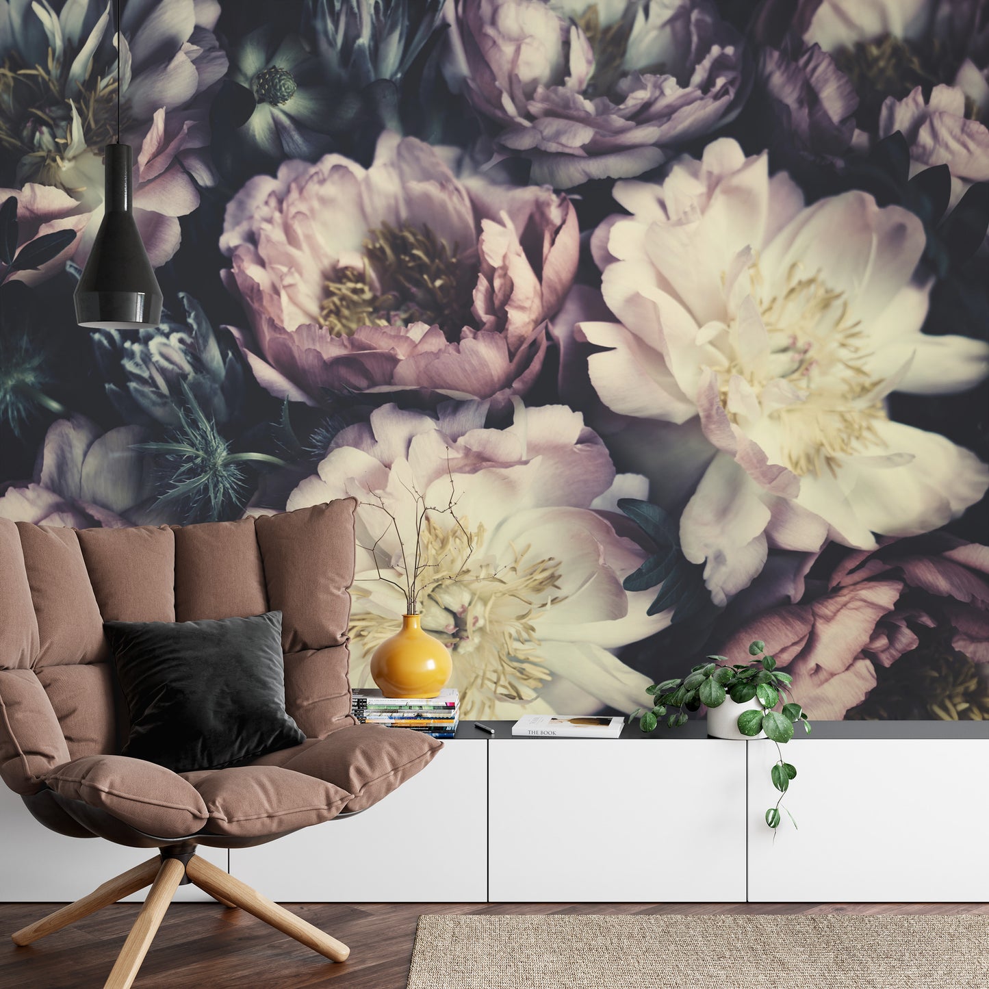 Photomural Colourful Vintage Peonies