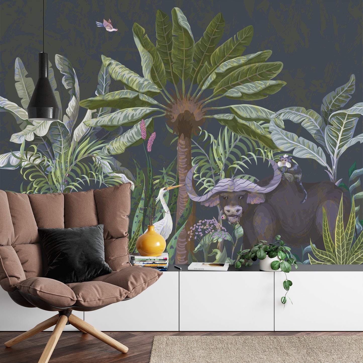 Photomural Animals Amidst Palm Trees And Plants