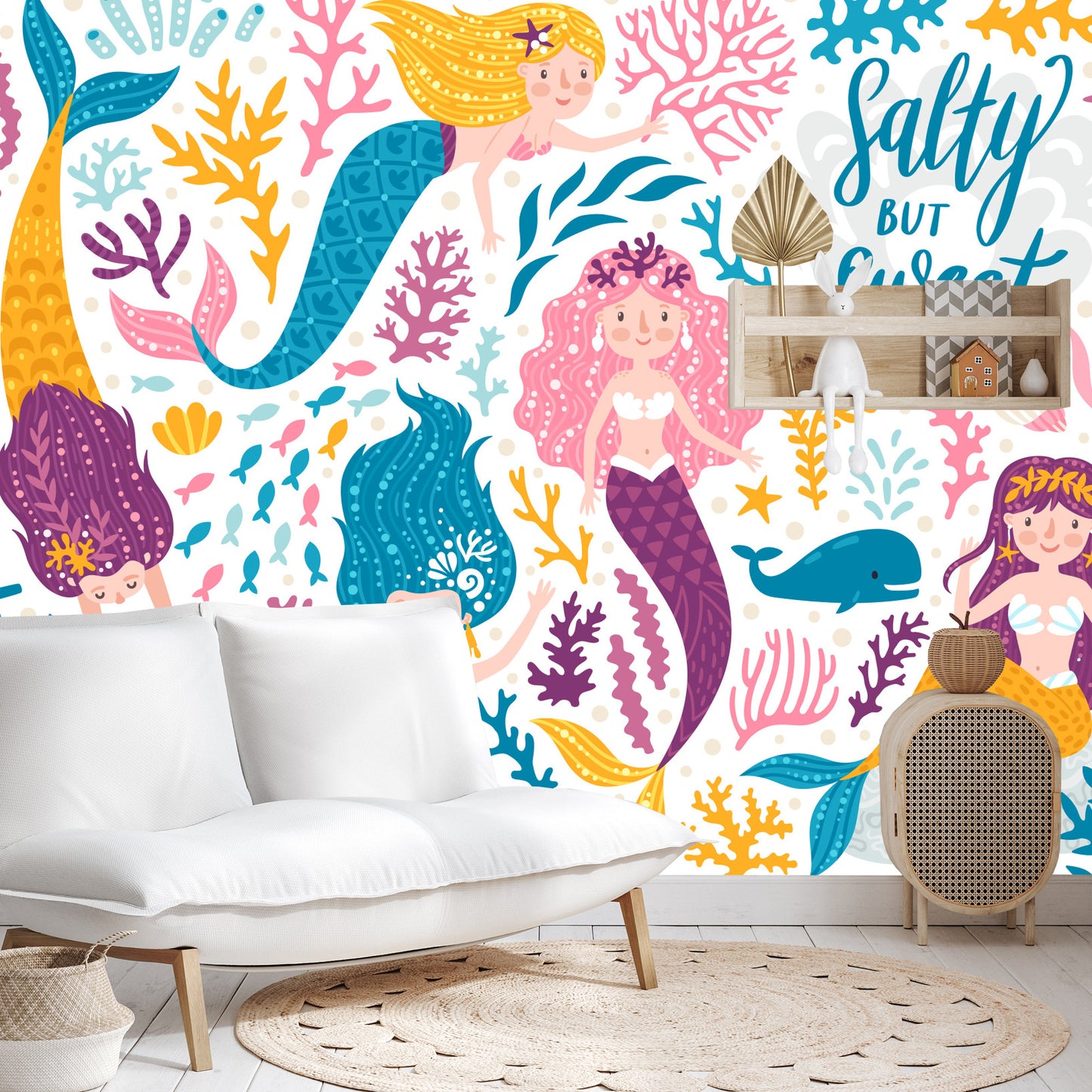 Photomural Mermaid And Coral Reef