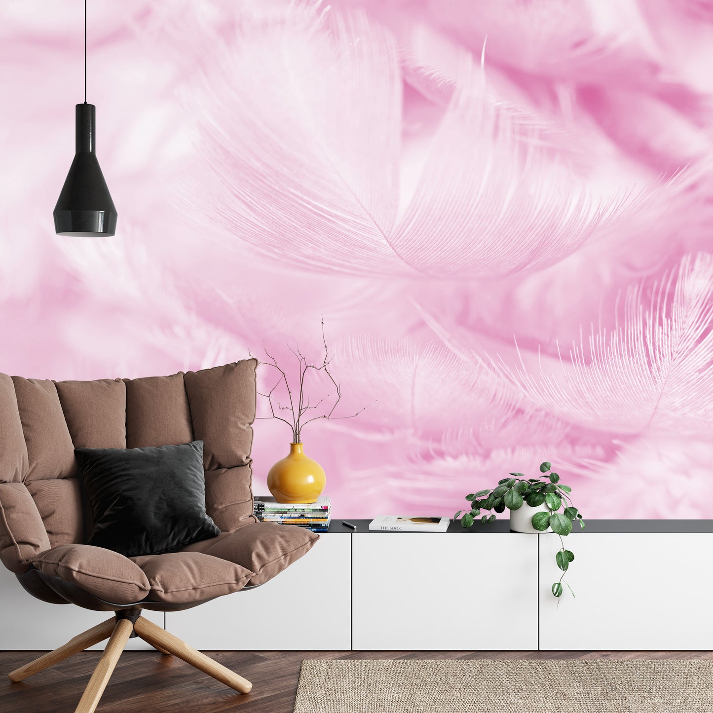 Photomural Feathers In Pink Iq-1251-E