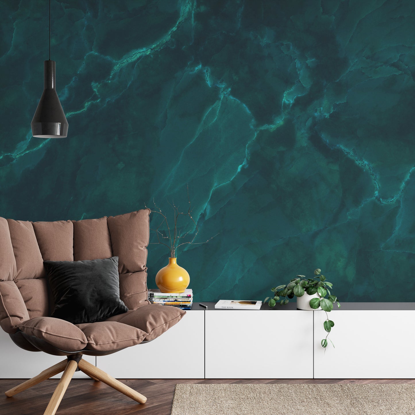 Photomural Dark Green Marble Texture Background With High Resolution, Top View Of Natural Tiles Stone In Luxury And Seamless Glitter Pattern.