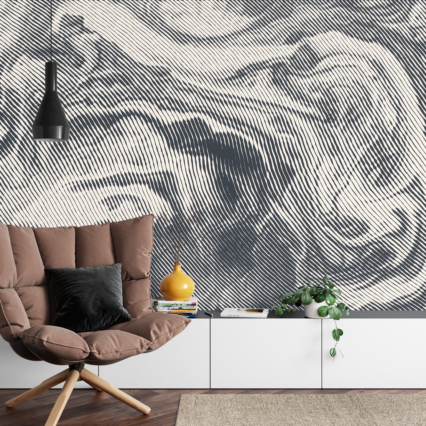 Photomural Abstract Halftone Background, Retro Engraving Style.