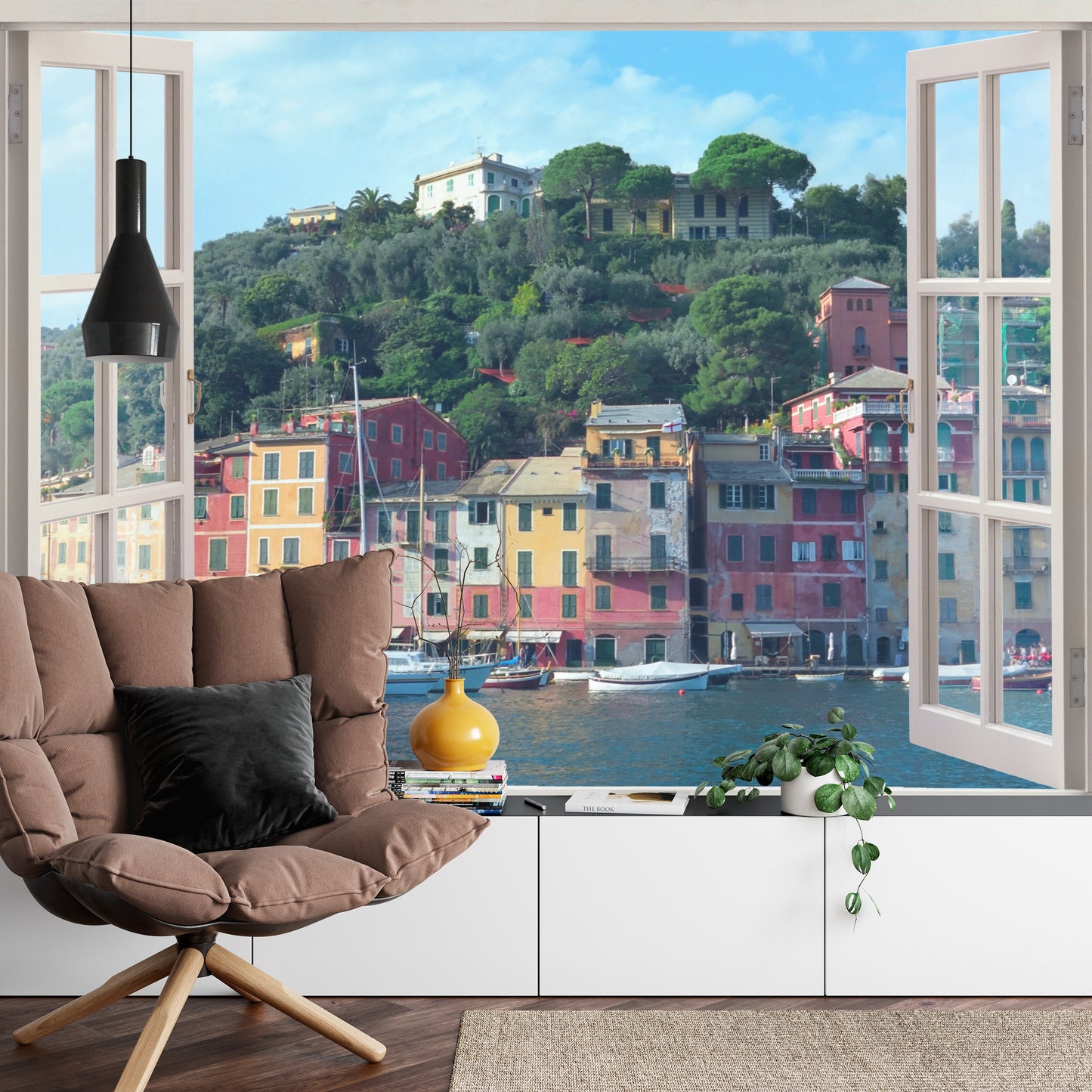 Photomural Pen Window View To Old Portofino, Italy
