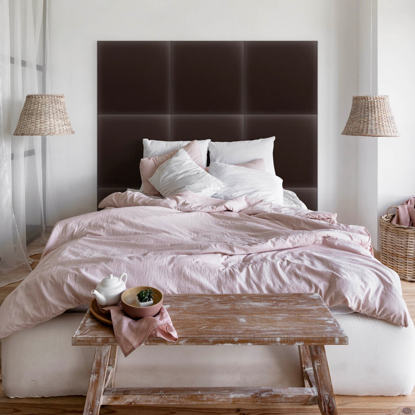Upholstered Panel Eco Leather Brown
