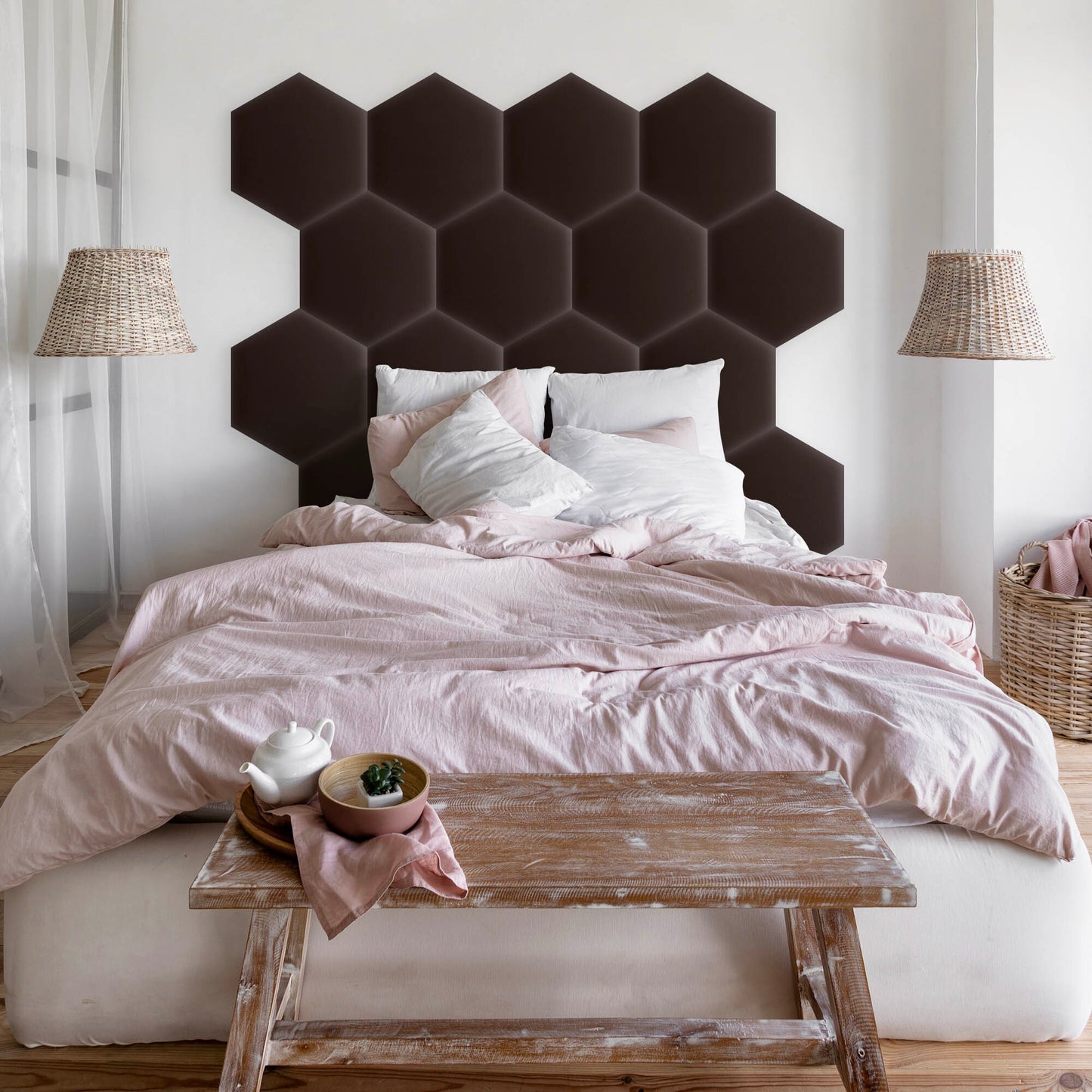 Upholstered Panel Eco Leather Brown