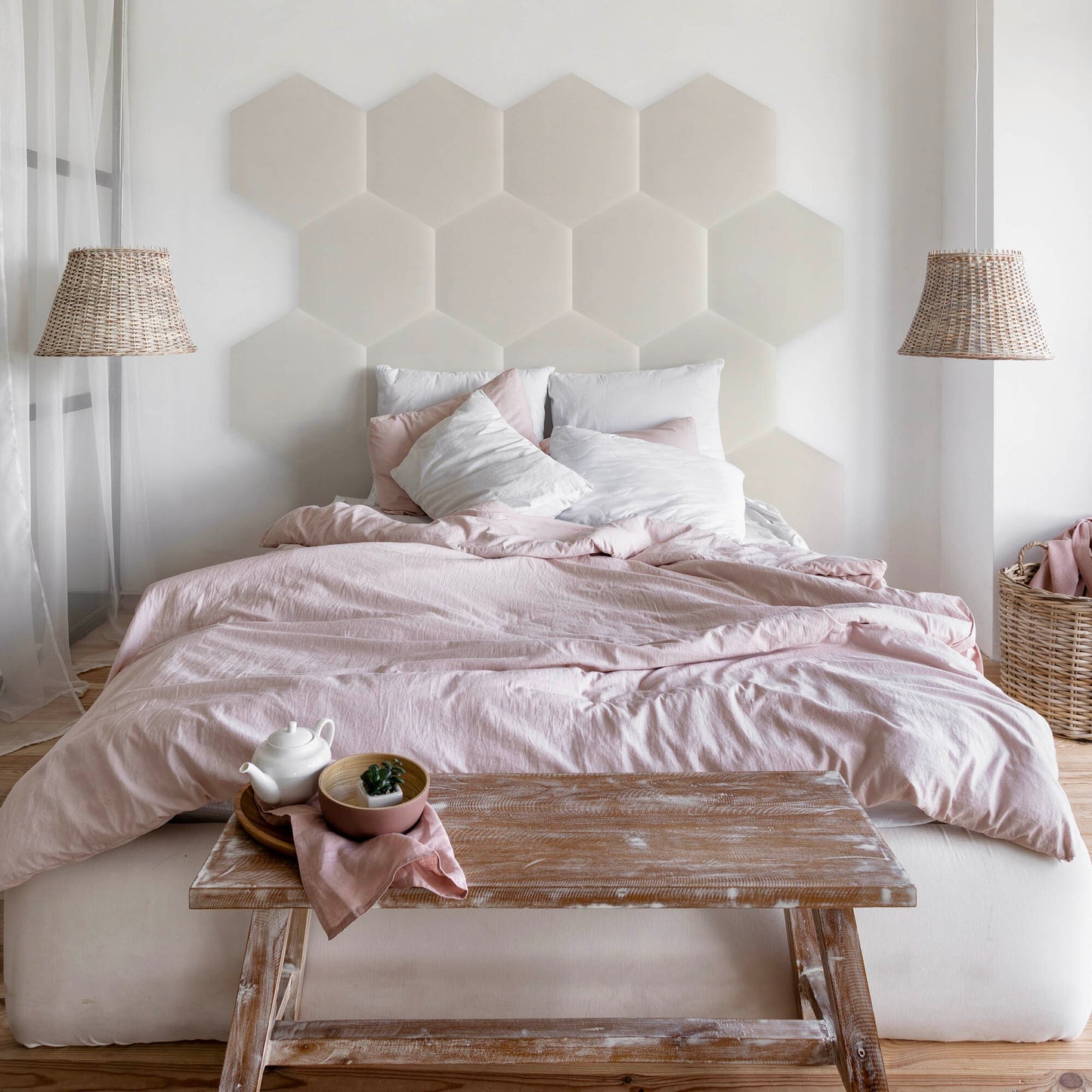 Upholstered Panel Eco Leather Creamy