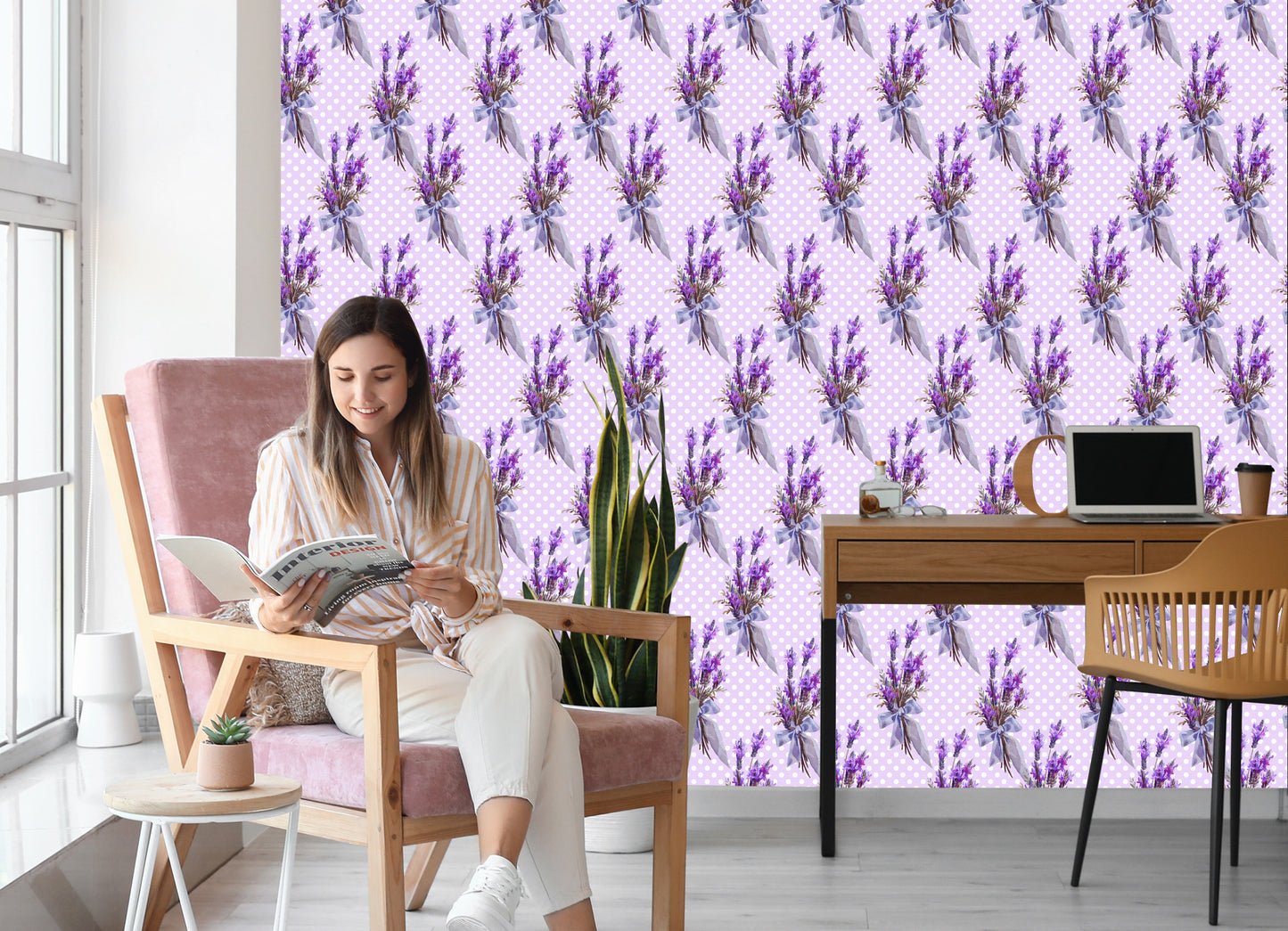 Wallpaper Lavender With Dots In The Background