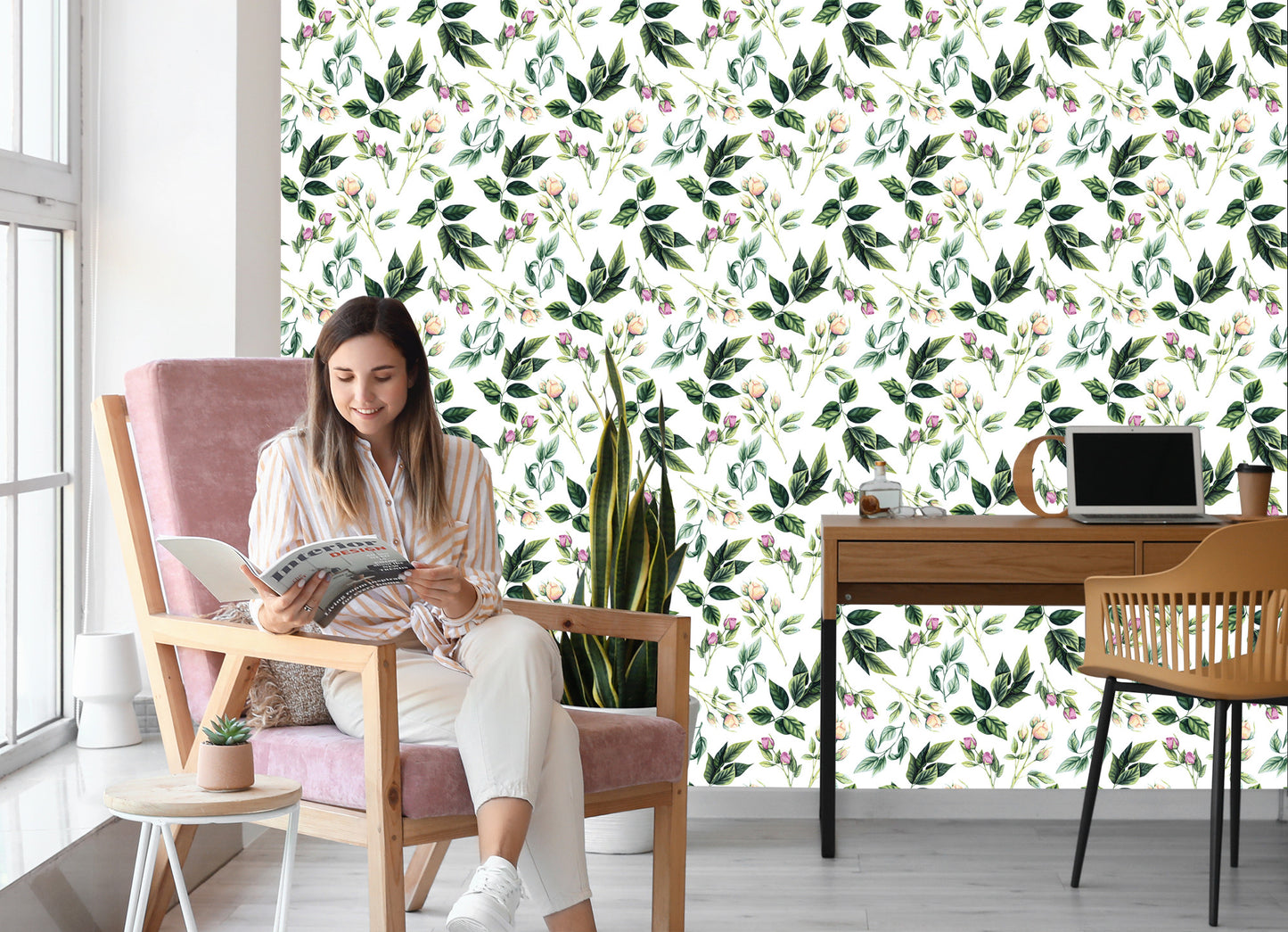 Wallpaper Twigs With Roses