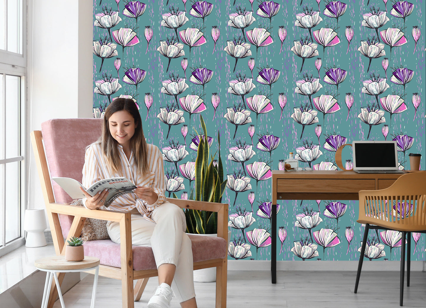 Wallpaper Painted Tulips