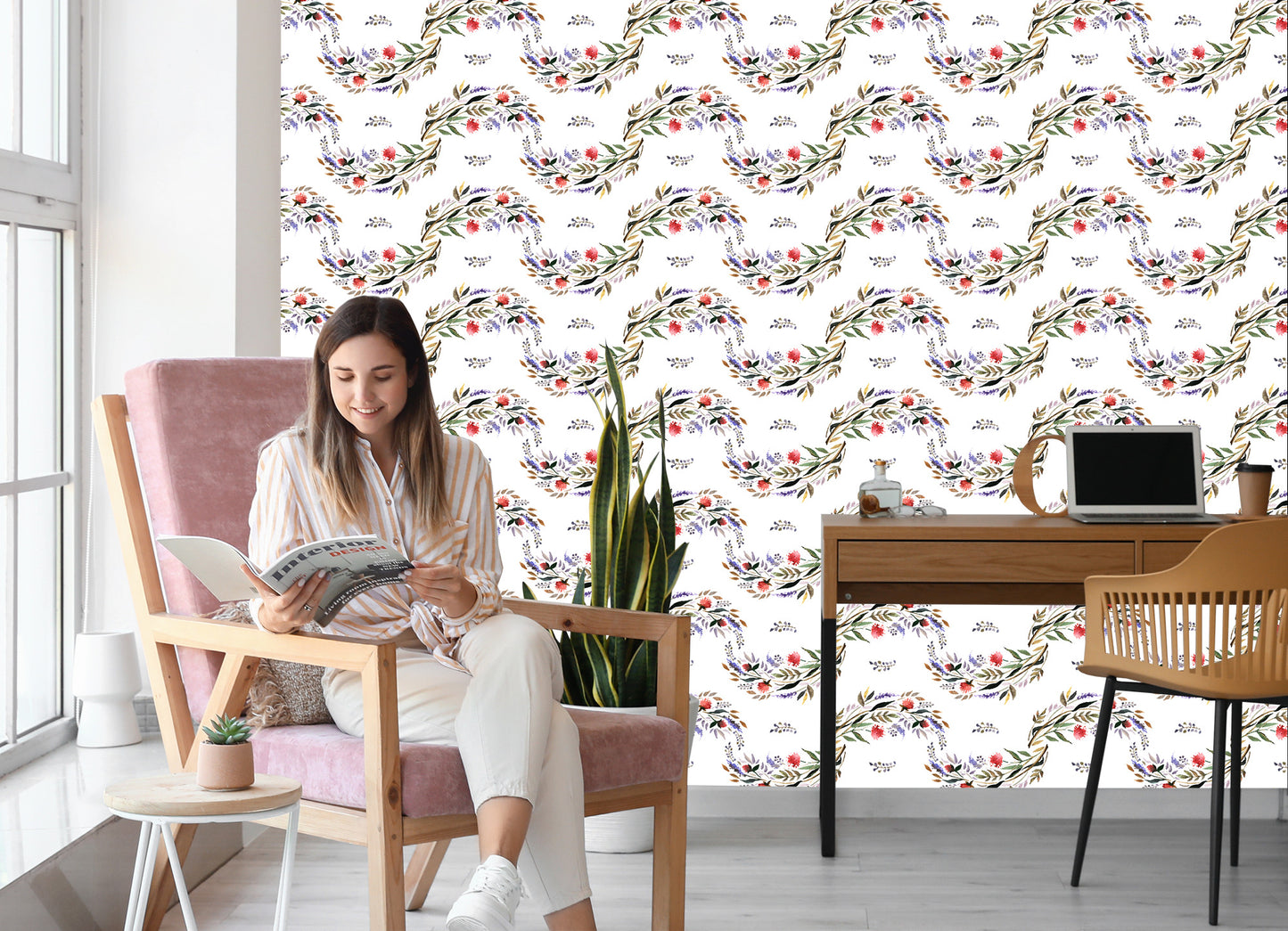 Wallpaper Watercolor Floral Pattern