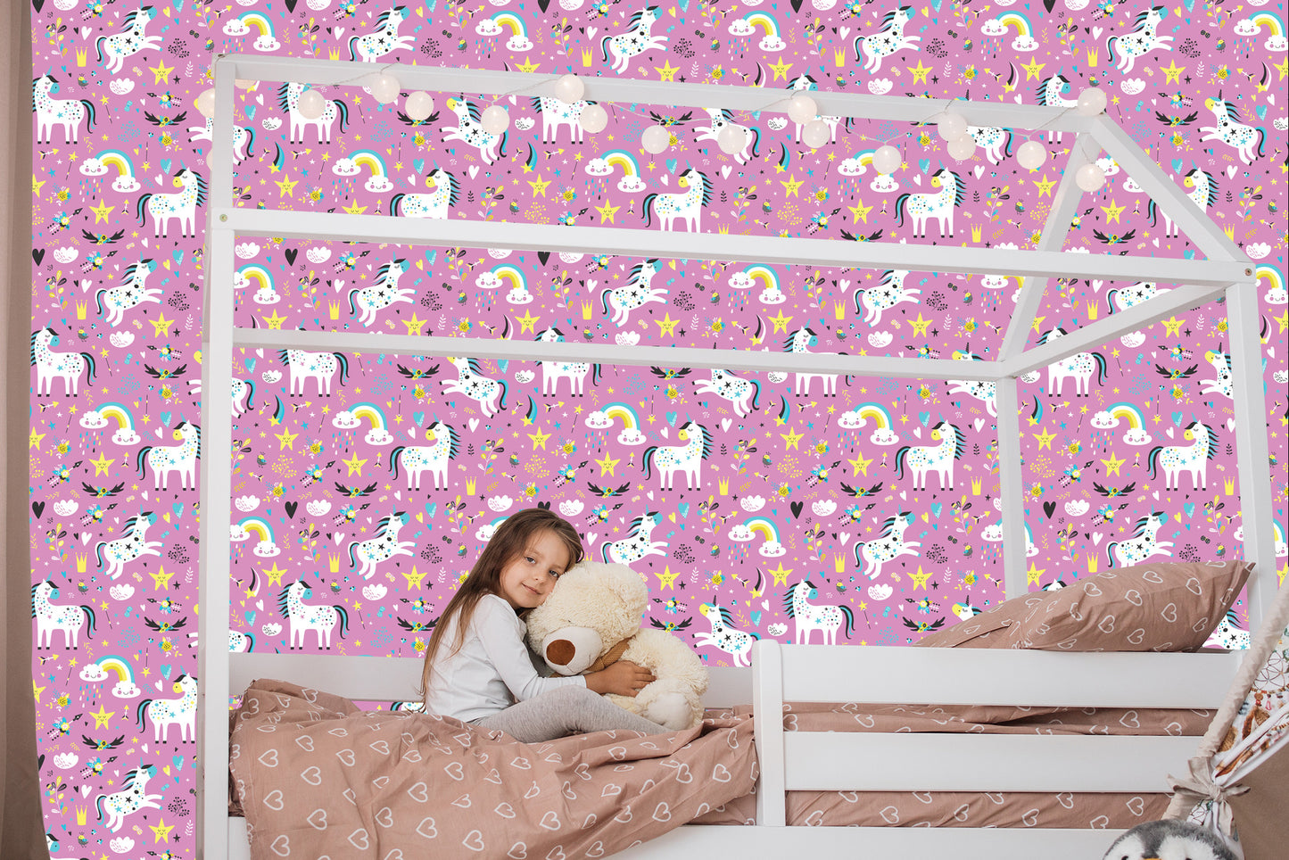 Wallpaper The Clouds Unicorns To Girls' Room