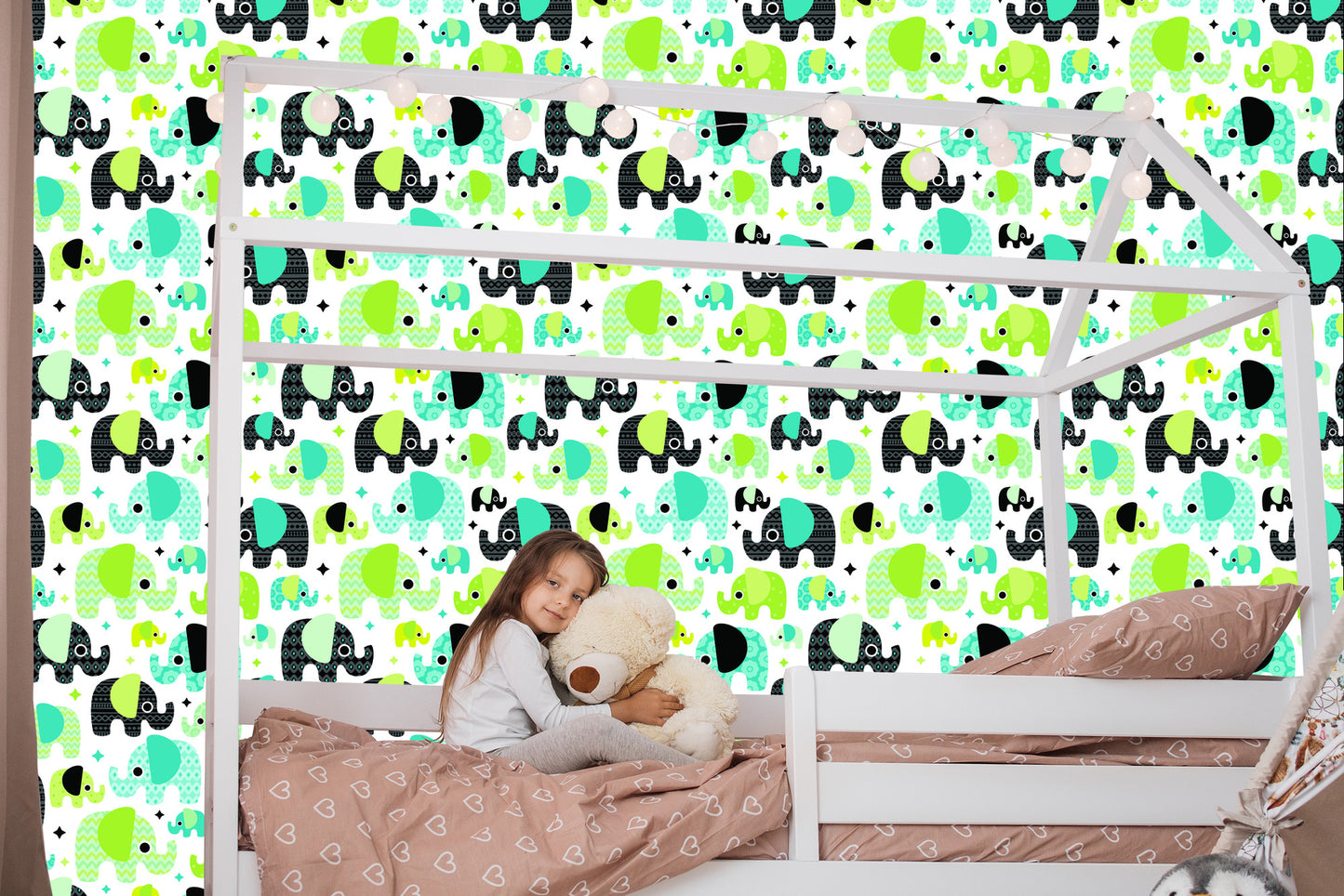 Wallpaper For Boy's Room Colorful Elephants