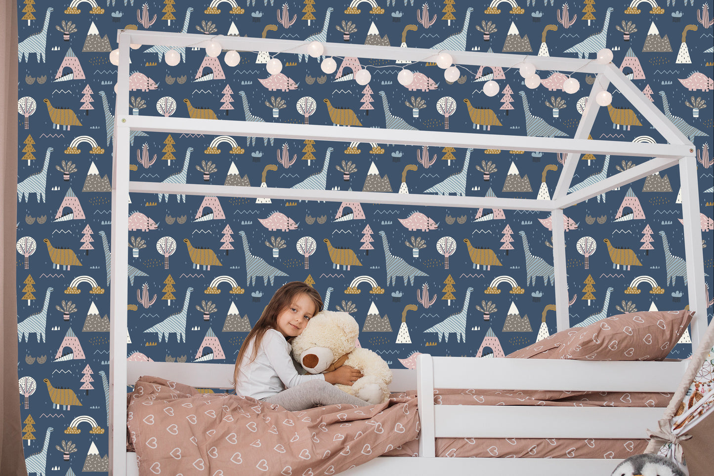 Wallpaper Kids Colorful Dinosaurs Rainbow Clouds