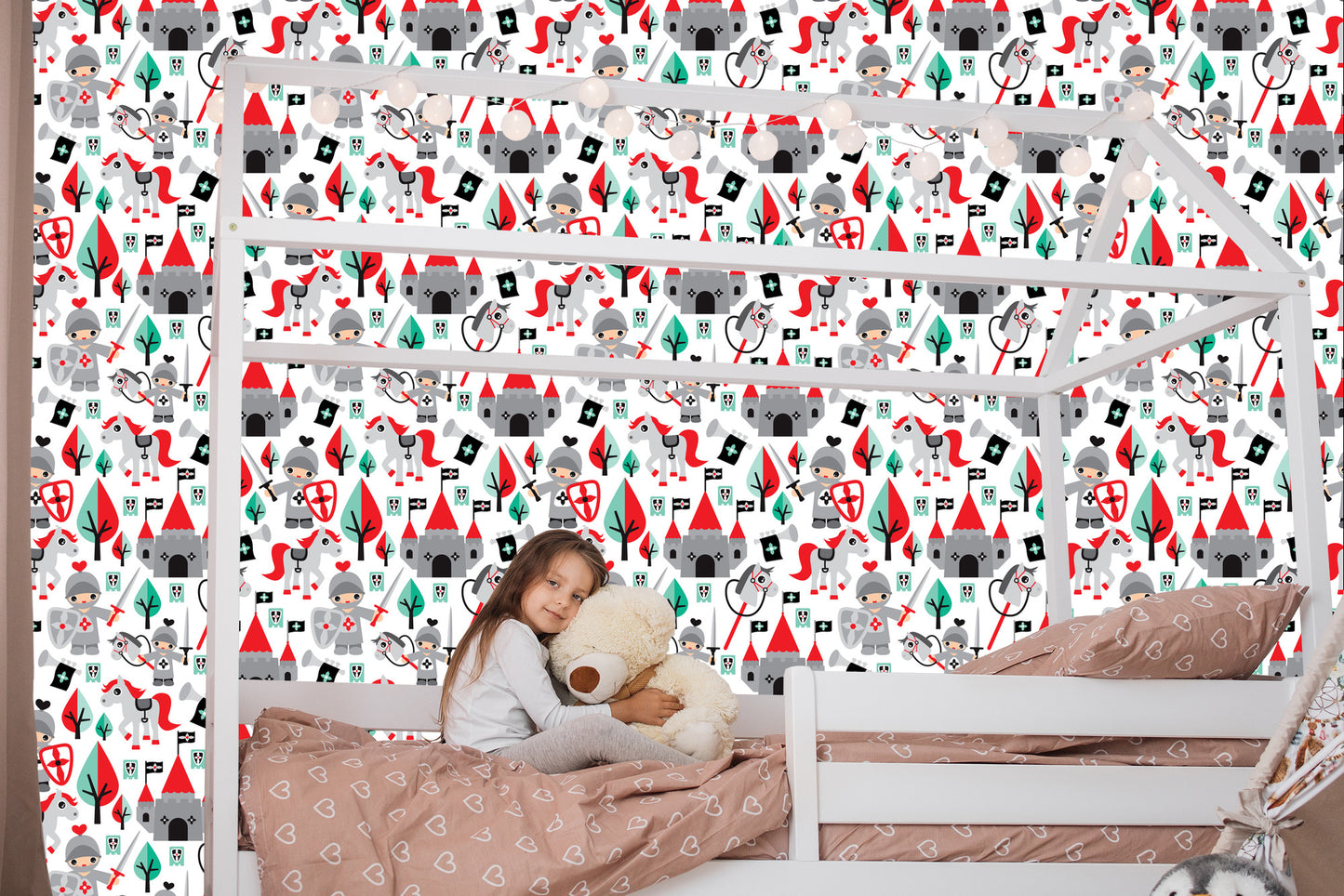 Wallpaper Children's Fairy Tale Knights Horses Tree