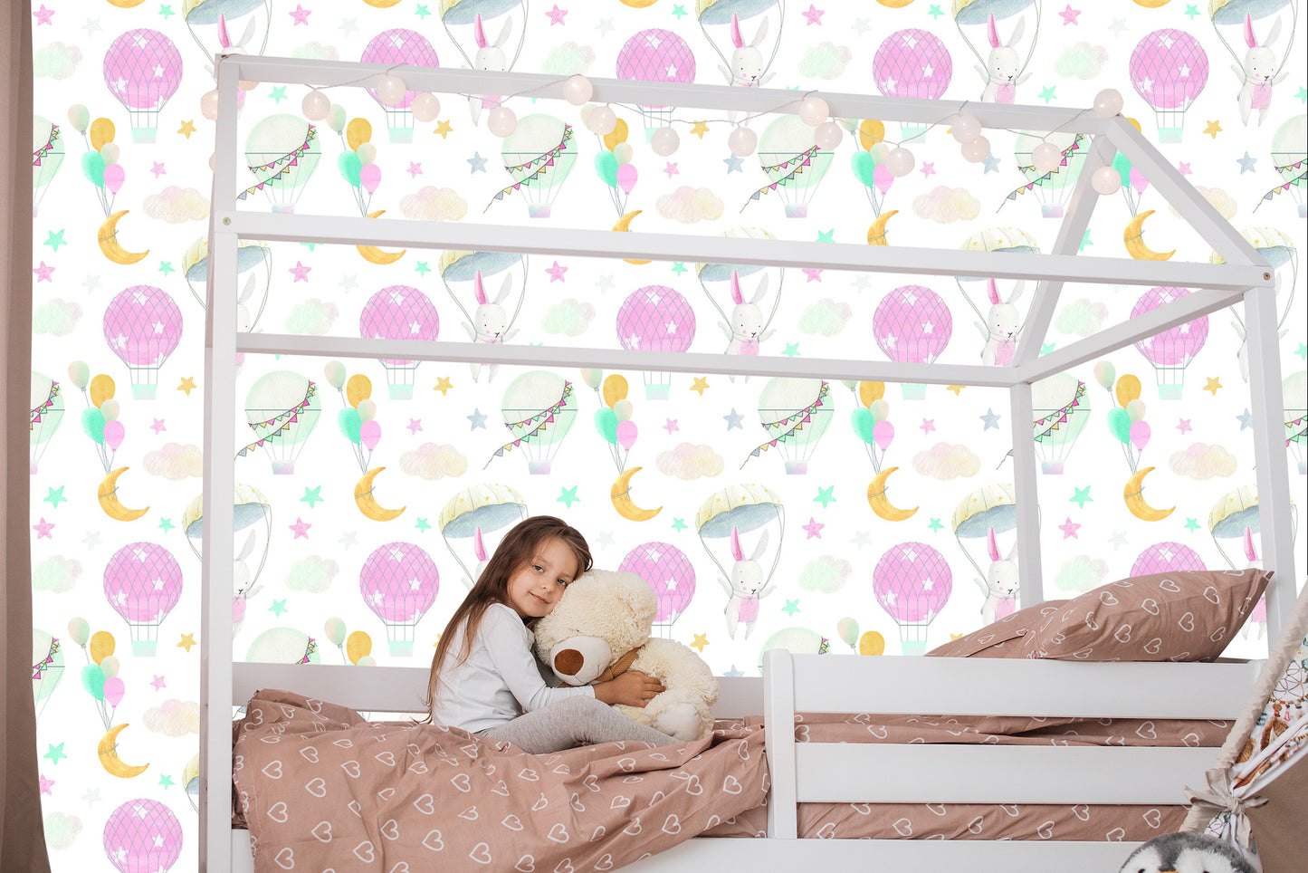 Wallpaper Balloons On The Background Of Colorful Stars