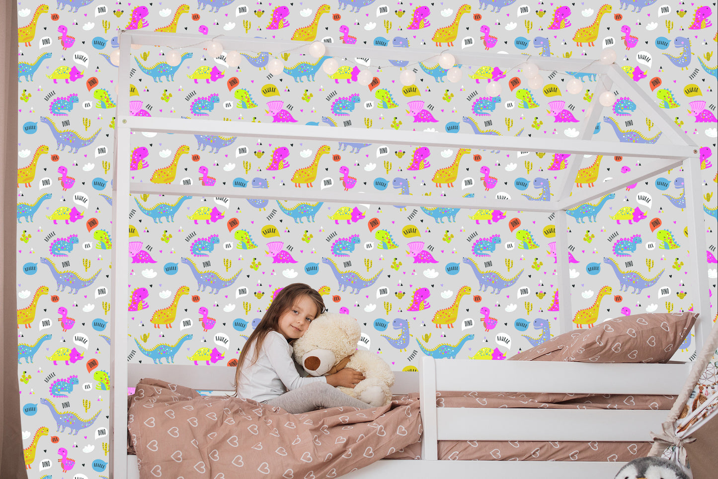 Wallpaper For Children Colorful Nature Flowers Dinosaurs