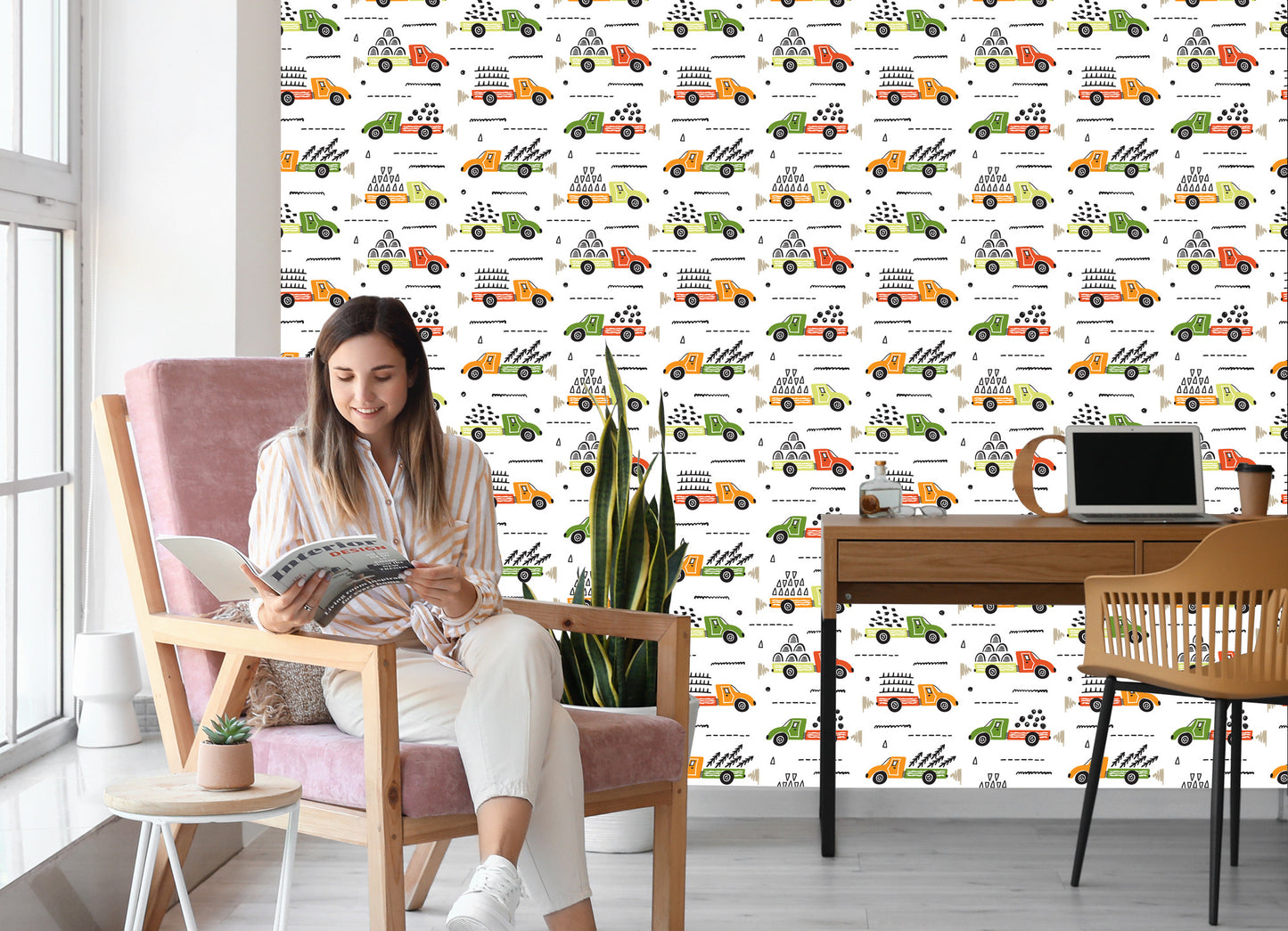 Wallpaper Trees, Trucks, Lorries, Children's Room