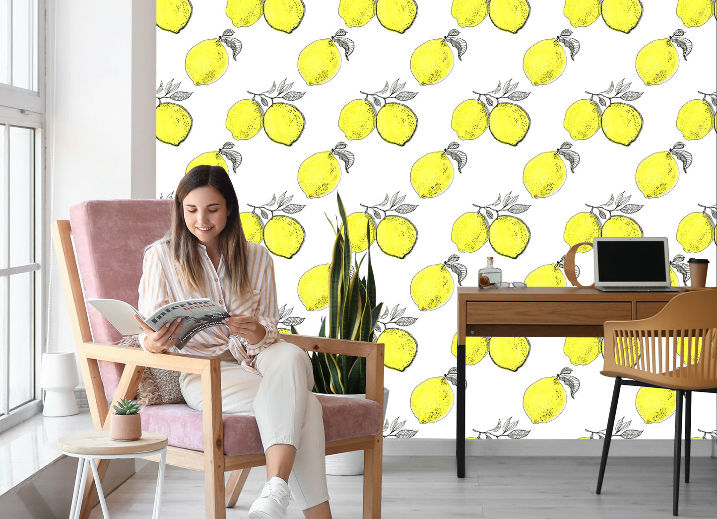 Wallpaper Lemon Fruit Leaves For The Kitchen