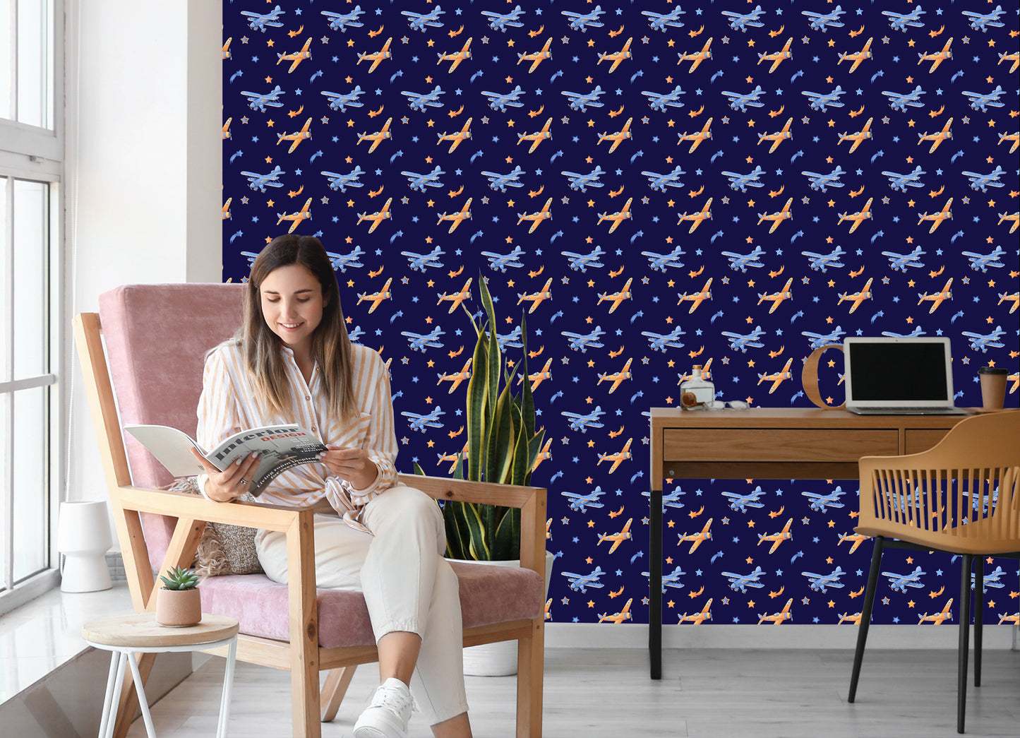 Wallpaper Retro Airplanes With Stars