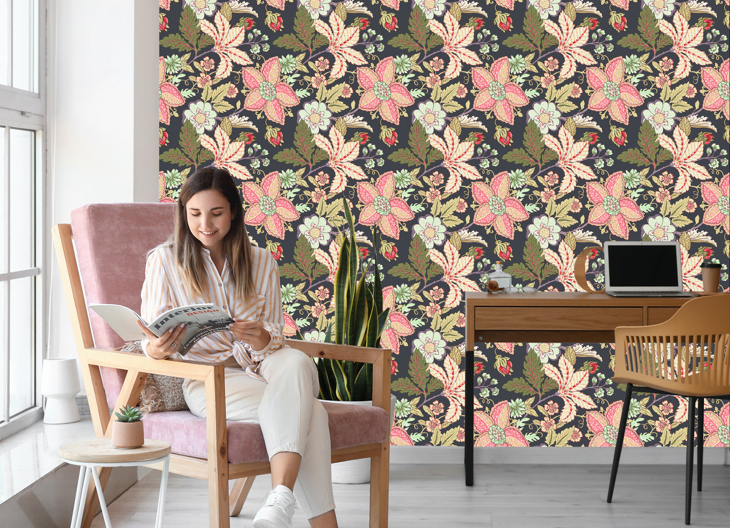 Wallpaper Vintage Flowers With Leaves