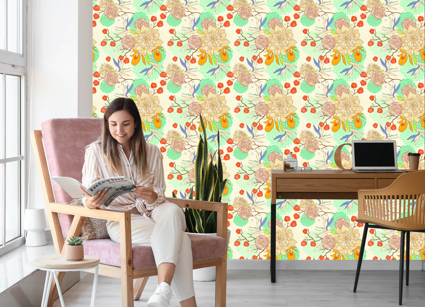 Wallpaper Retro Flowers