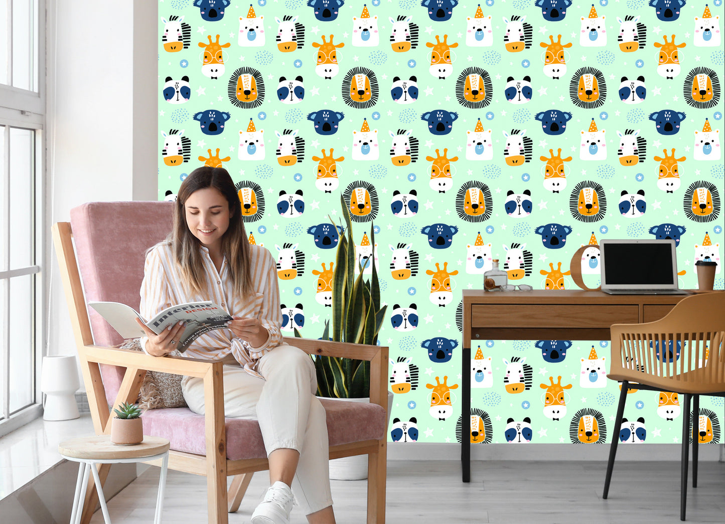 Wallpaper For Children - Happy Animals In Stars
