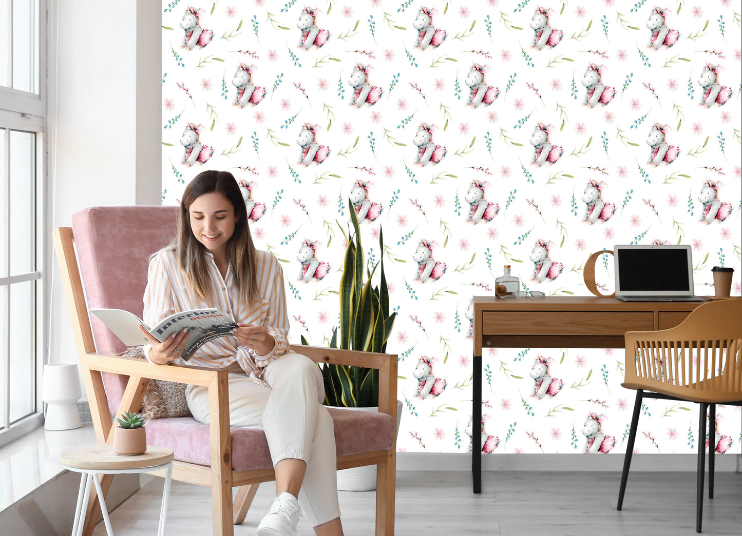 Wallpaper Unicorns Painted With Watercolor