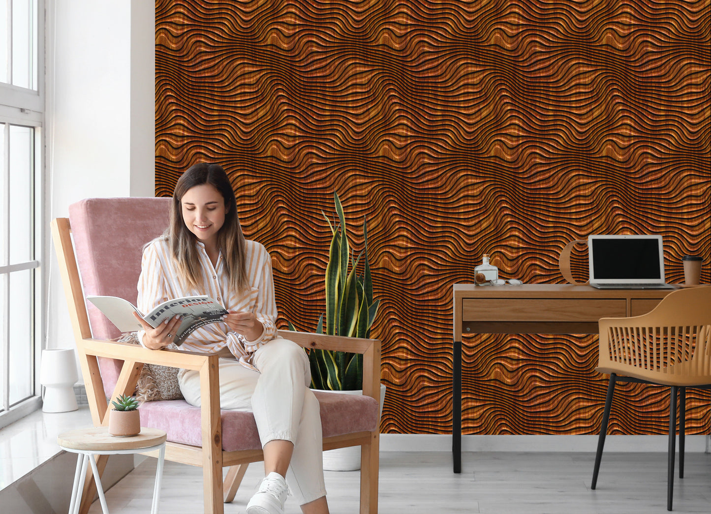 Wallpaper Wooden 3D Pattern