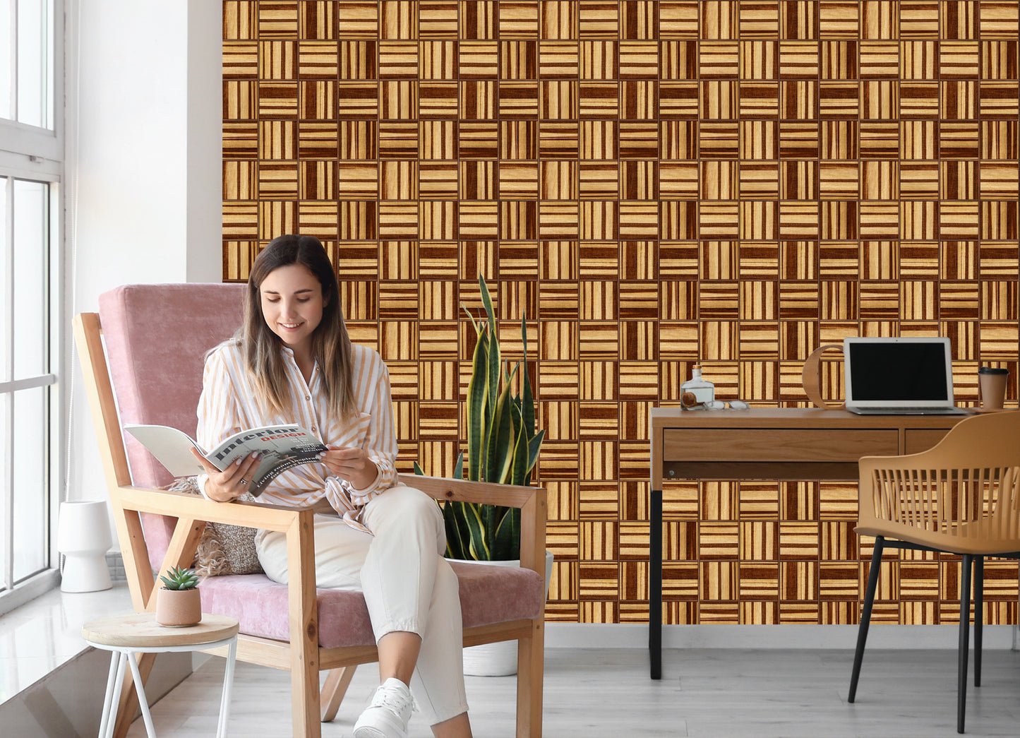 Wallpaper Wooden Mosaic