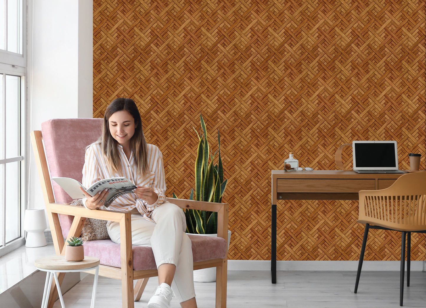 Wallpaper Wooden Plank Imitation