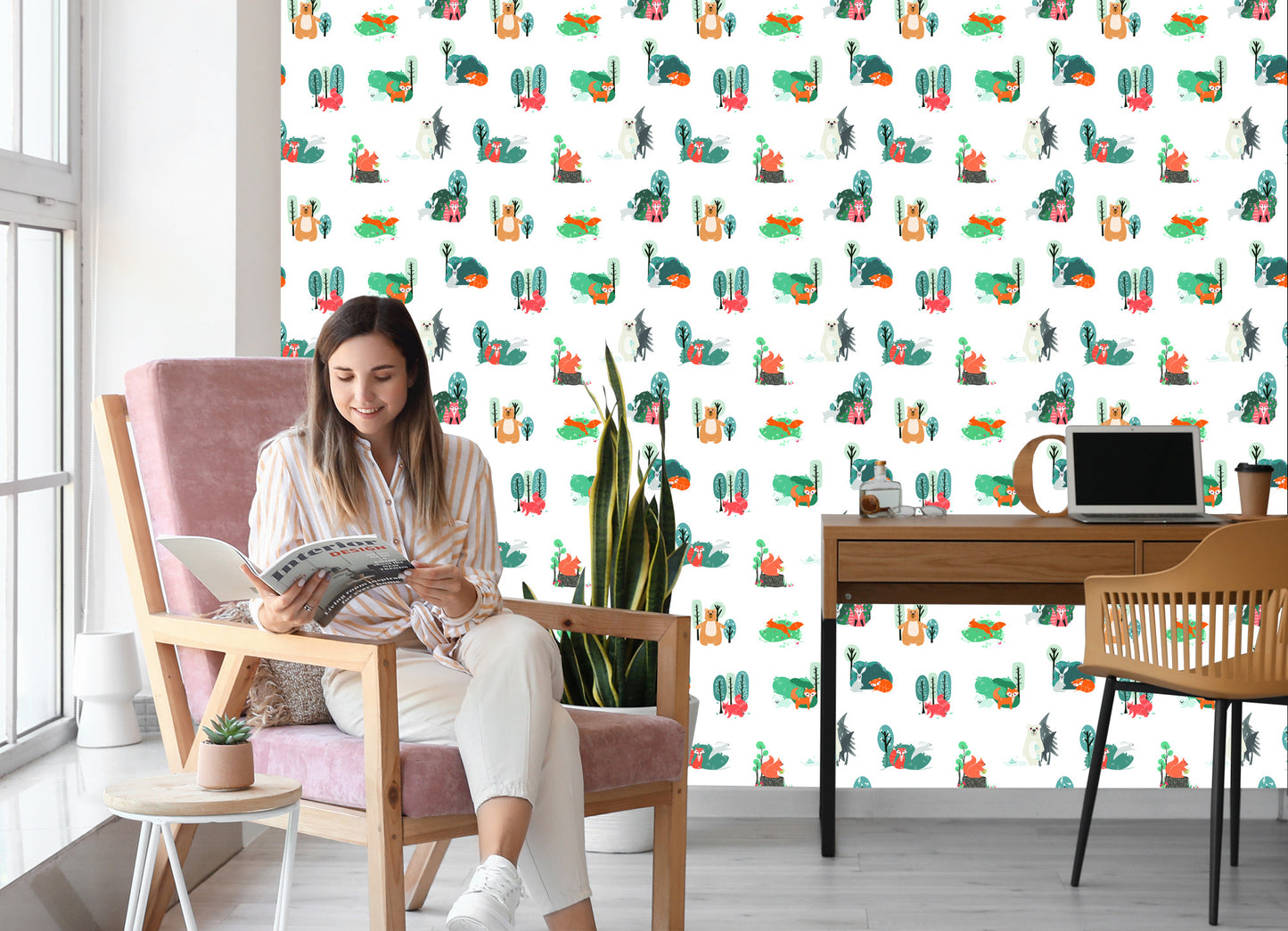 Wallpaper For Children, Animals In The Scandinavian Style