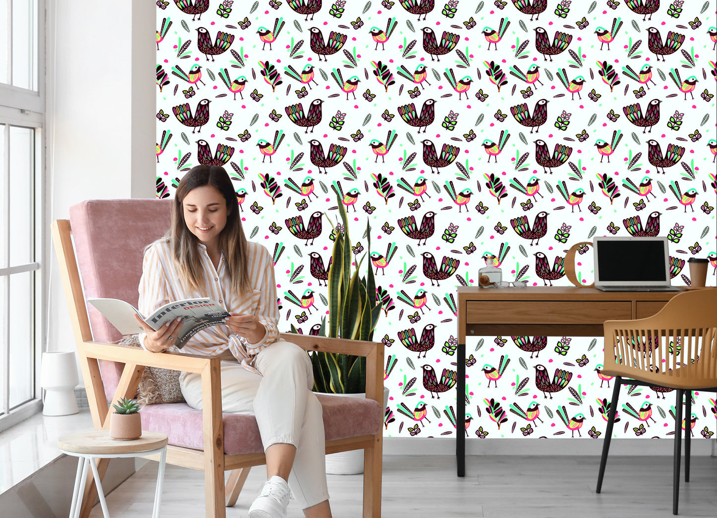 Wallpaper Boho Style Birds
