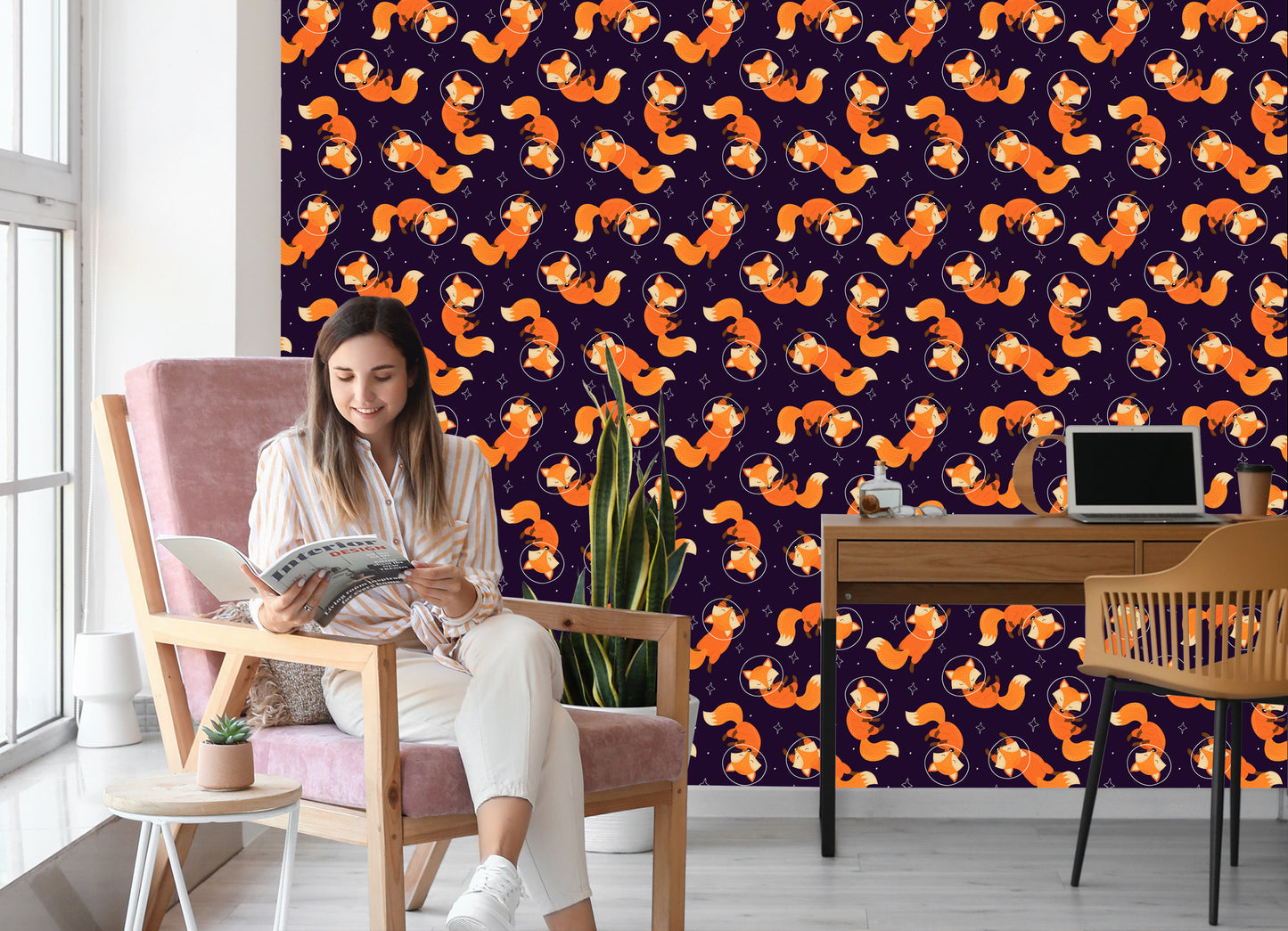 Wallpaper Foxes Astronauts
