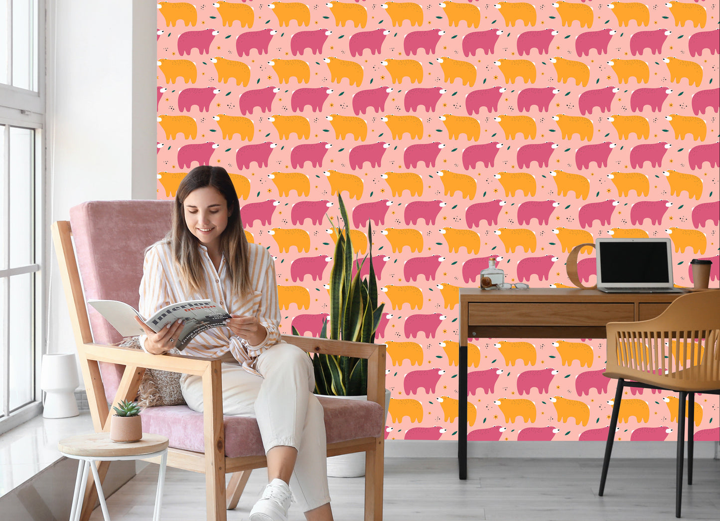 Wallpaper For Children - Colorful Teddy Bears - Scandinavian Style
