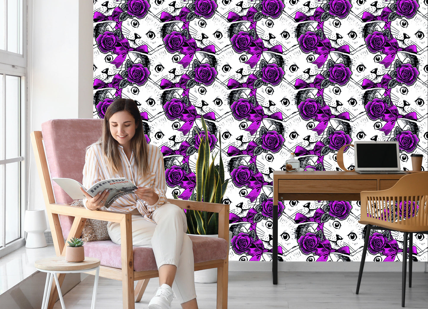 Wallpaper Cats And Roses