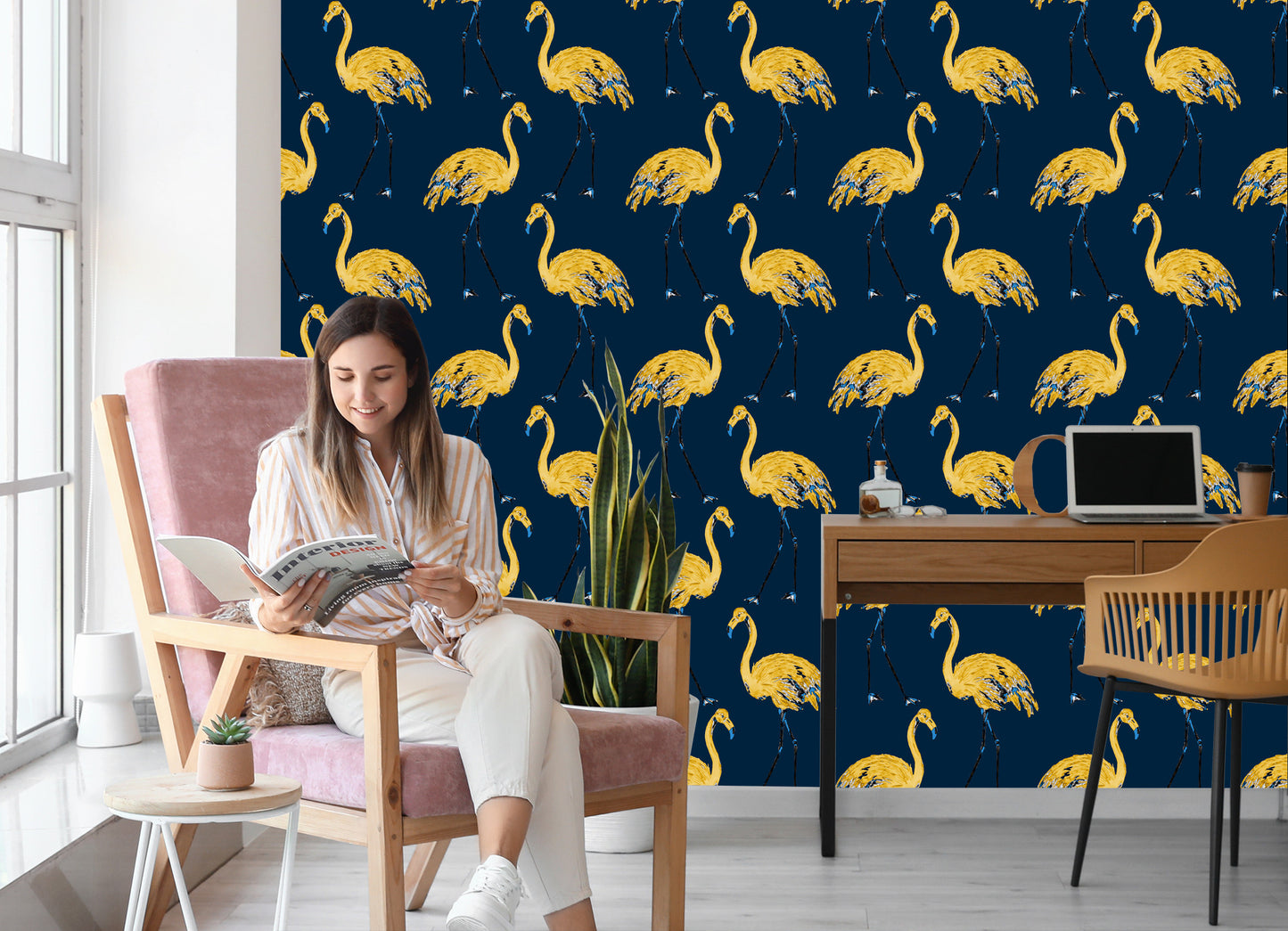 Wallpaper Flamingos As Painted