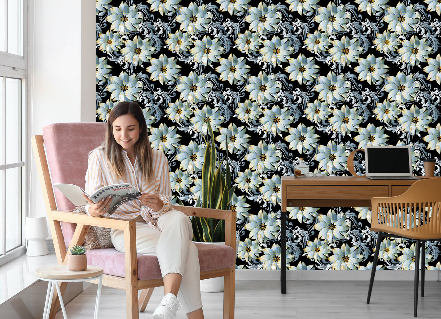 Wallpaper 3D Wallpaper, Optical, Flowers, Leaves