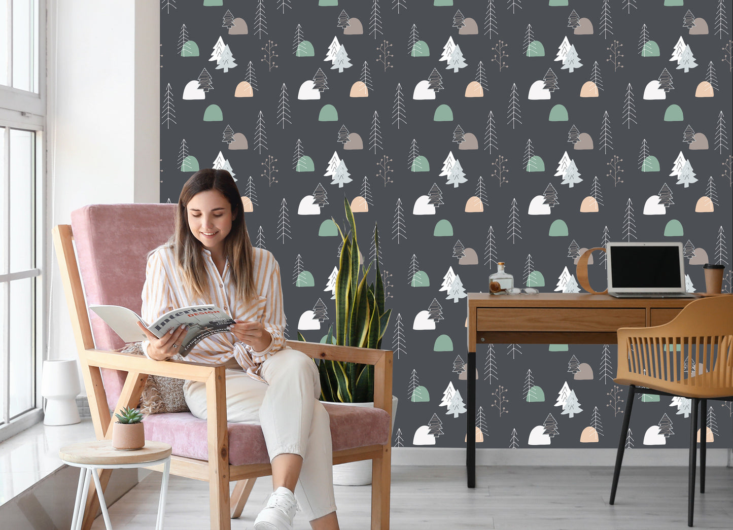 Wallpaper Trees In Scandinavian Style